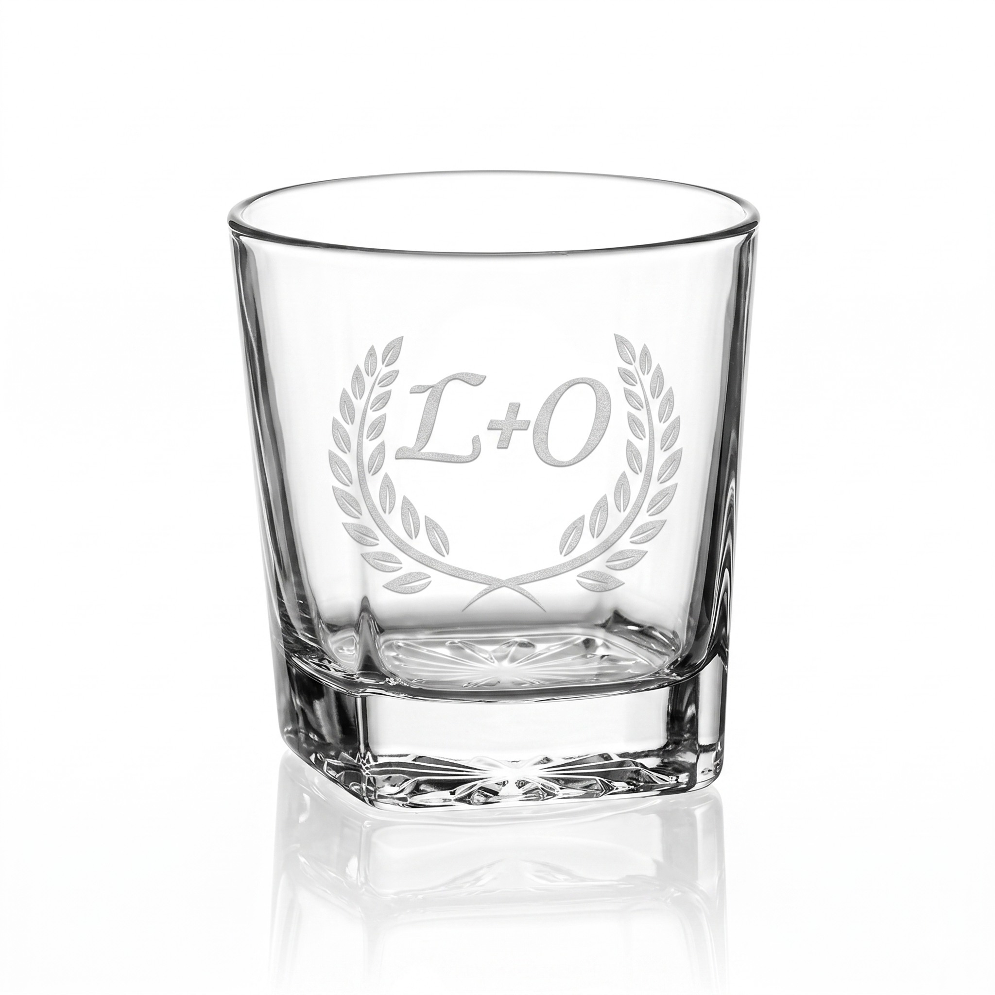a single glass decanter with custom initials engraving