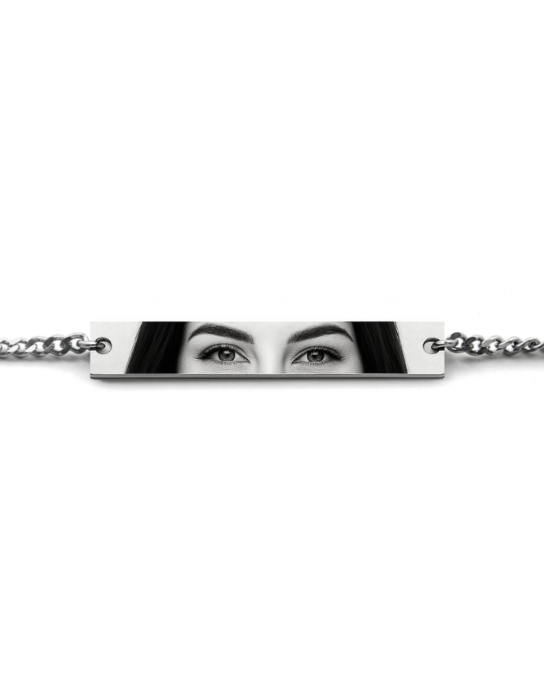 mockup of a bracelet featuring a woman's eyes