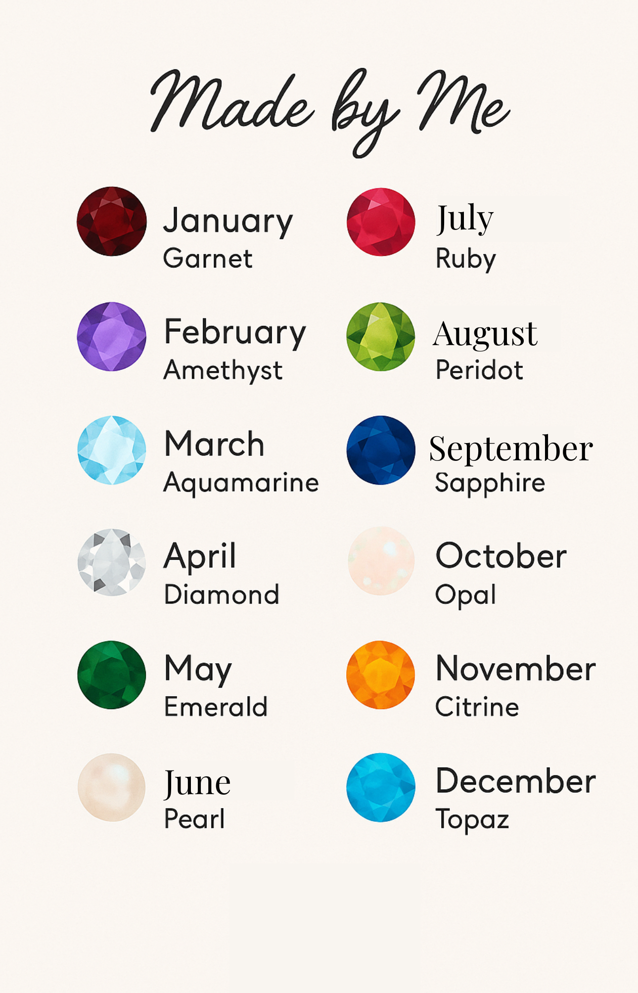 Birthstone Charm Pendant